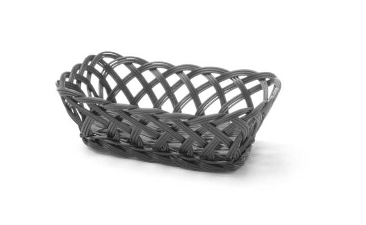 Cestos com laterais em tecido, retangular, Preto, 225x150x(H)65mm