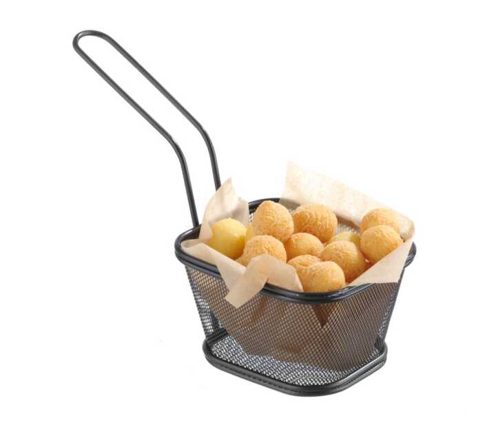 Miniaturas de cesto de fritar empilháveis preto, 105x90x(H)60mm