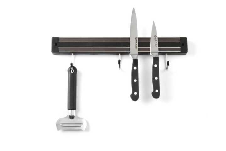 Íman para facas com ganchos, 3 ganchos, Preto, (L)340mm