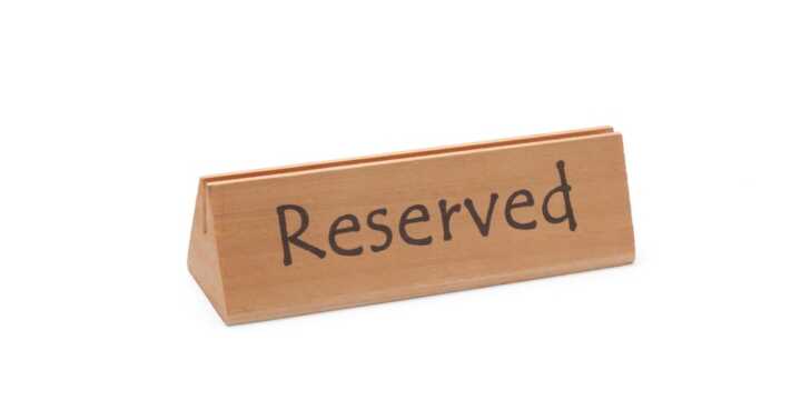 Sinal de mesa reservada, "reserved", 152x44x(H)44mm