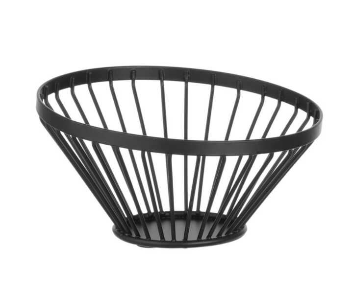 Cesto para fruta angular redondo preto, ø150x(H)80mm