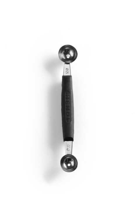 Cortador de bolas de melão duplo, ø 22-25mm, Preto, (L)165mm