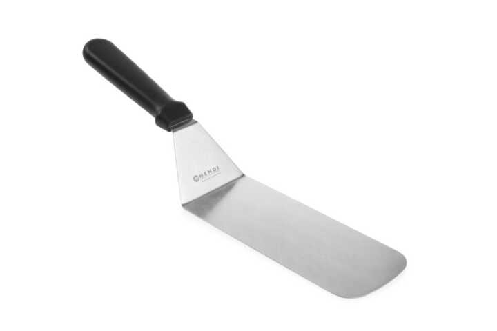 Espátula flexível para virar hambúrgueres, Preto, 375x73mm
