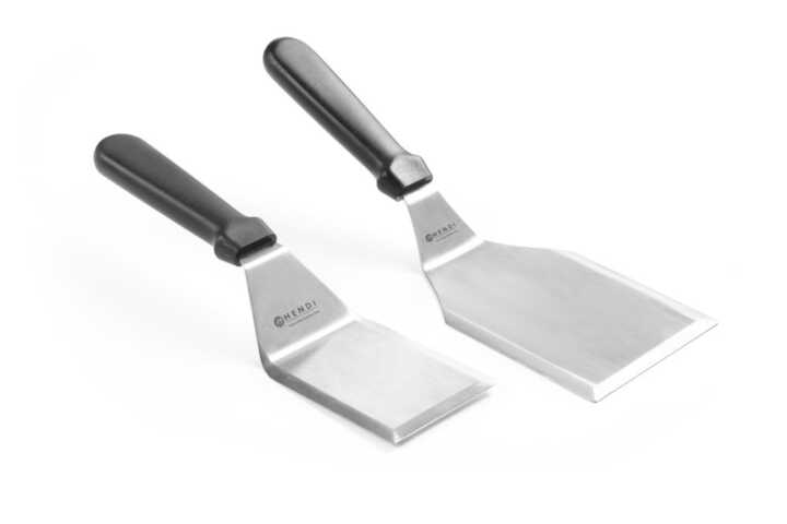 Espátula para virar hambúrgueres, Preto, 77x283mm