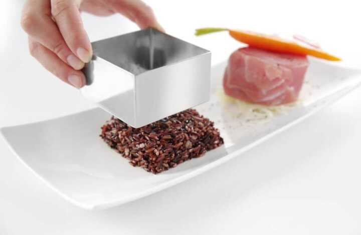 Forma para alimentos e acessório para empurrar quadrado, impulsor, 63x63x(H)55mm