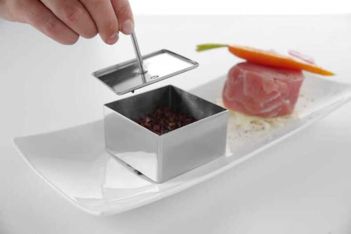 Forma para alimentos e acessório para empurrar quadrado, impulsor, 63x63x(H)55mm