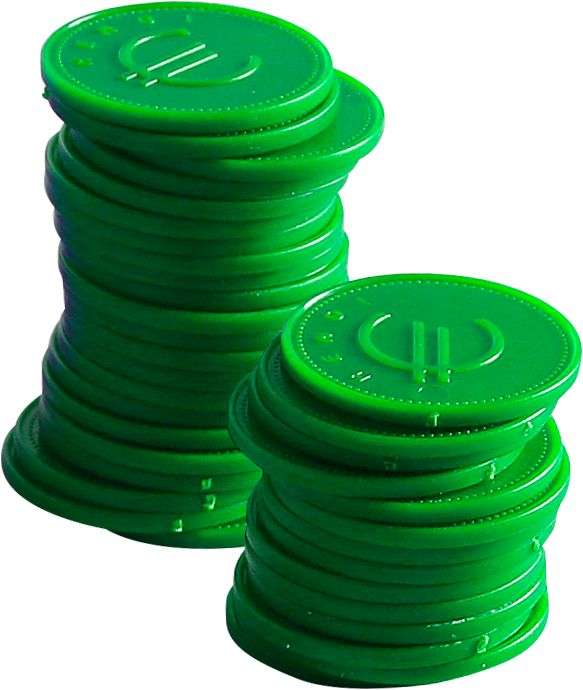Fichas de consumo - 100 unidades, Verde, 100 pcs. , ø25mm