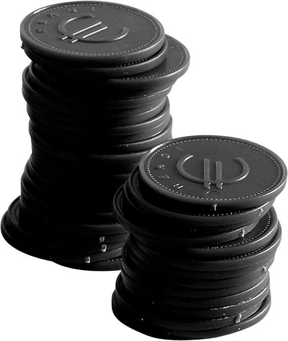 Fichas de consumo - 100 unidades, Preto, 100 pcs. , ø25mm