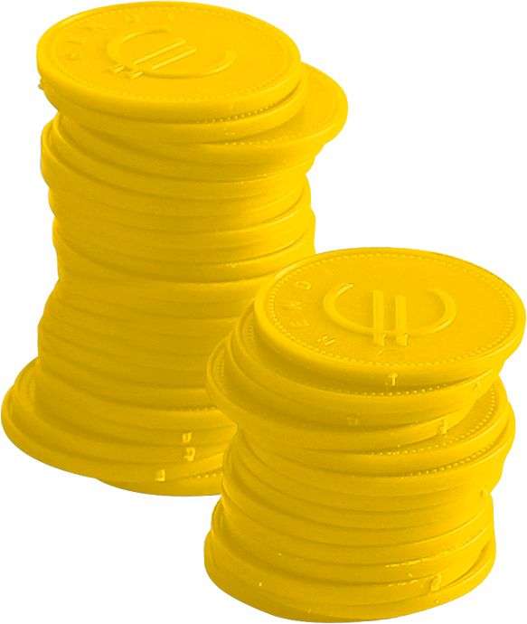 Fichas de consumo - 100 unidades, Amarelo, 100 pcs. , ø25mm