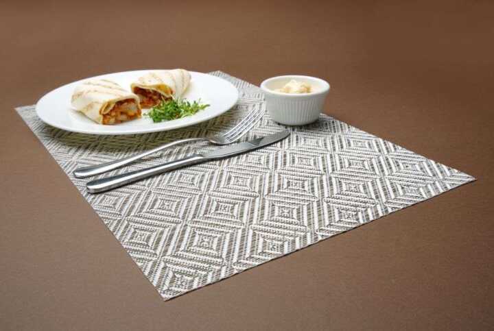 Individuais, padrão geométrico – conjunto de 6, Prateado, 6 pcs. , 450x300mm