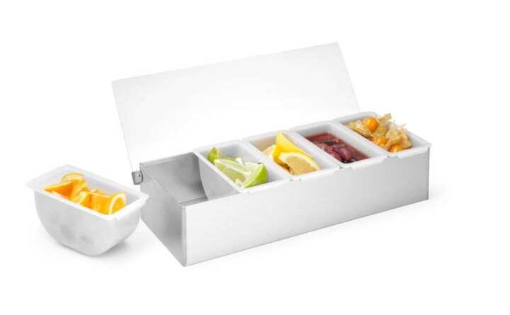 Caixa para ingredientes, 5 recipientes, 375x140x(H)90mm