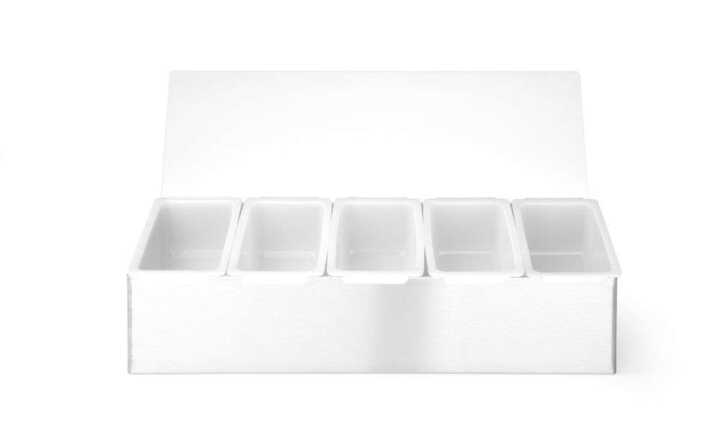 Caixa para ingredientes, 5 recipientes, 375x140x(H)90mm