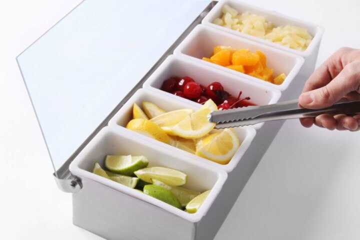 Caixa para ingredientes, 5 recipientes, 375x140x(H)90mm