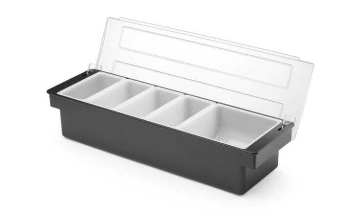 Caixa para condimentos com 5 divisórias , Preto, 480x150x(H)100mm