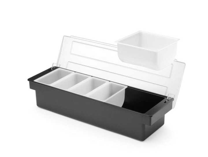 Caixa para condimentos com 5 divisórias , Preto, 480x150x(H)100mm