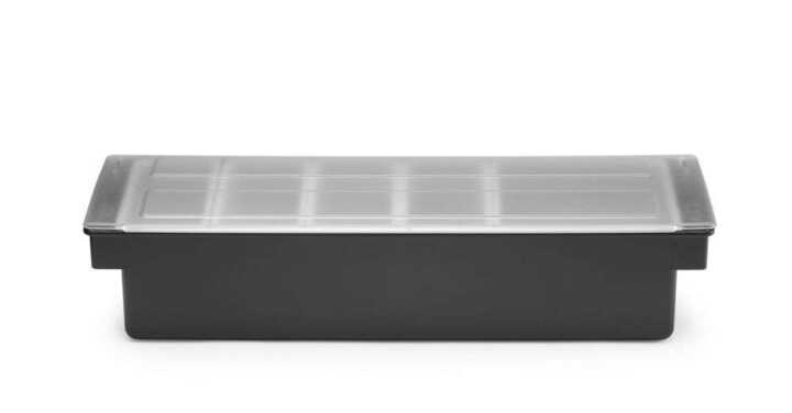 Caixa para condimentos com 5 divisórias , Preto, 480x150x(H)100mm