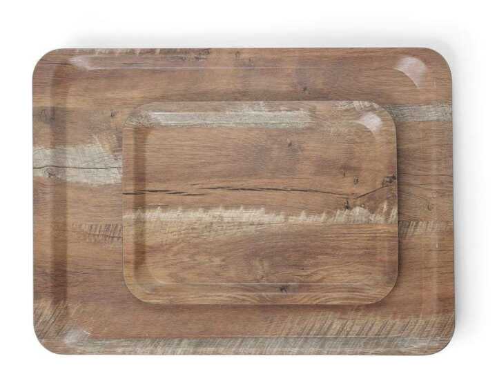 Tabuleiro para servir em melamina com padrão de madeira, Madeira, 240x340mm