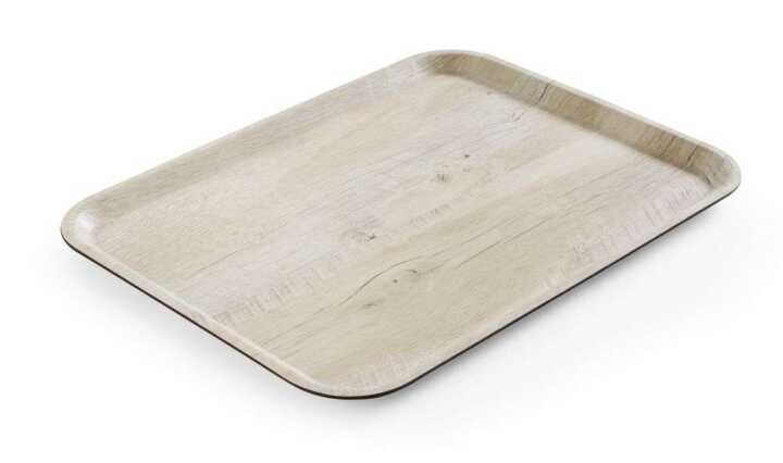 Tabuleiro para servir em melamina com padrão de madeira, Madeira clara, 330x430mm