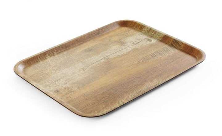 Tabuleiro para servir em melamina com padrão de madeira, Madeira, 330x430mm