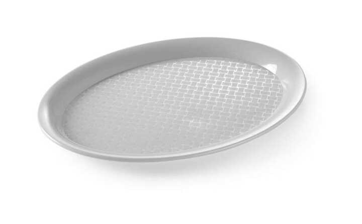 Tabuleiro de comida rápida em polipropileno, oval, Cinzento-claro, 265x195x(H)15mm