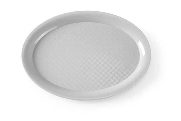 Tabuleiro de comida rápida em polipropileno, oval, Cinzento-claro, 265x195x(H)15mm