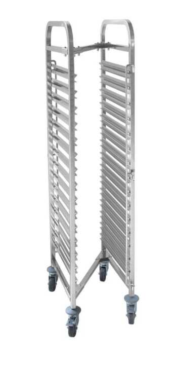 Carrinho para tabuleiros com armazenamento compacto – 15 x GN 1/1, 445x610x(H)1710mm