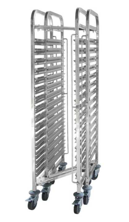 Carrinho para tabuleiros com armazenamento compacto – 15 x GN 1/1, 445x610x(H)1710mm