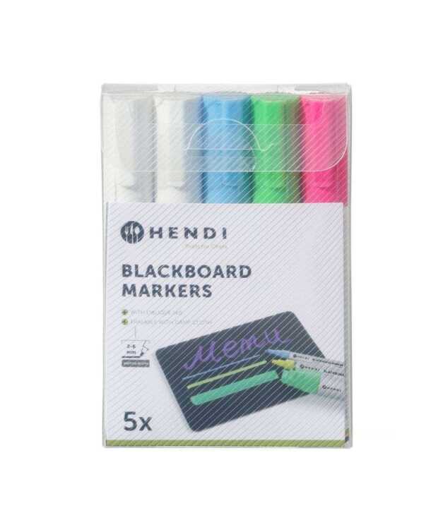 Marcadores para quadro preto 6mm, Marcadores: 1 rosa, 1 verde, 1 azul e 2 brancos