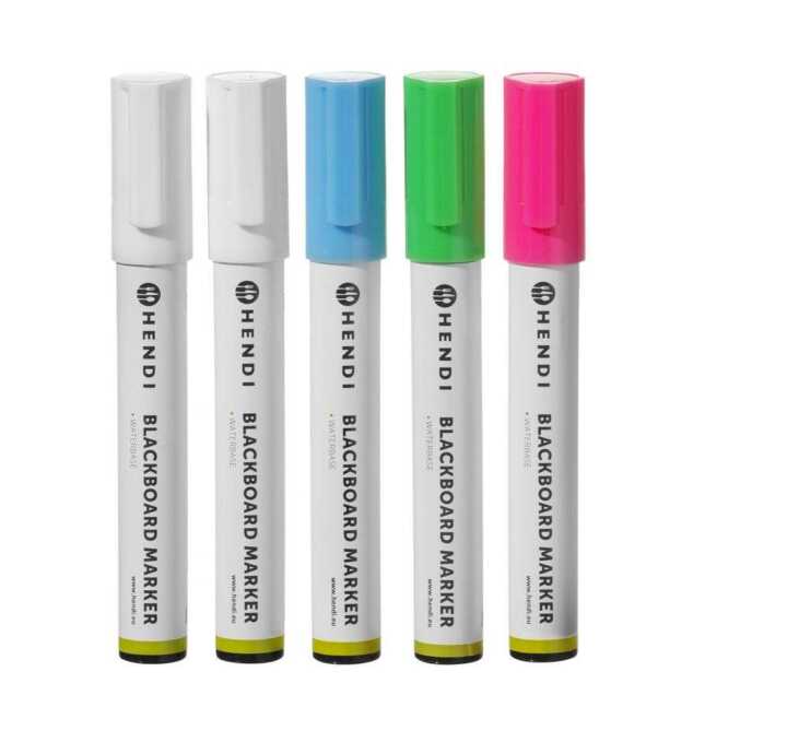Marcadores para quadro preto 6mm, Marcadores: 1 rosa, 1 verde, 1 azul e 2 brancos