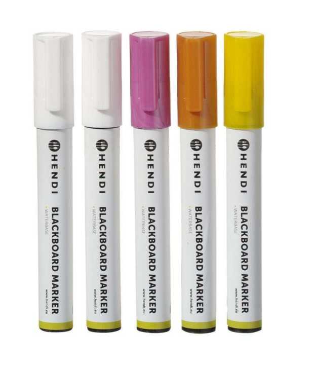Marcadores para quadro preto 6mm, Marcadores: 2 brancos, 1 rosa, 1 amarelo e 1 de bronze, 5 pcs