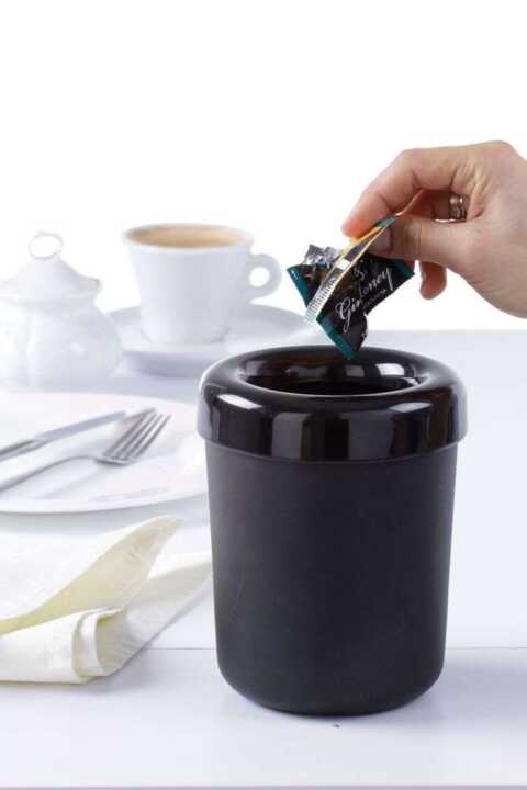 Caixa de lixo ou suporte para talheres de mesa, Preto, ø130x(H)160mm