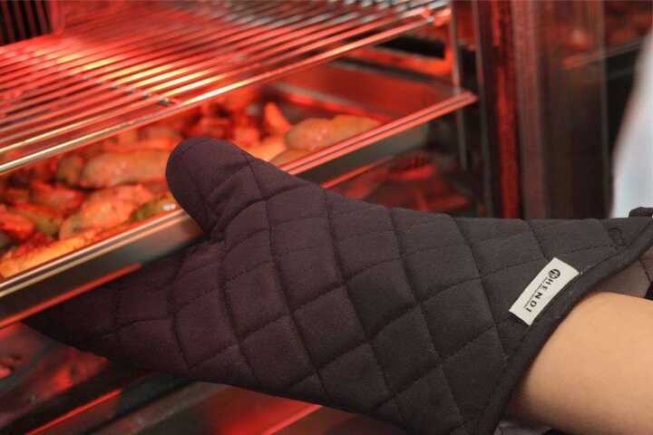 Luvas de forno - 2 unidades, algodão com revestimento retardador de chama, 2 pcs. , (L)380mm