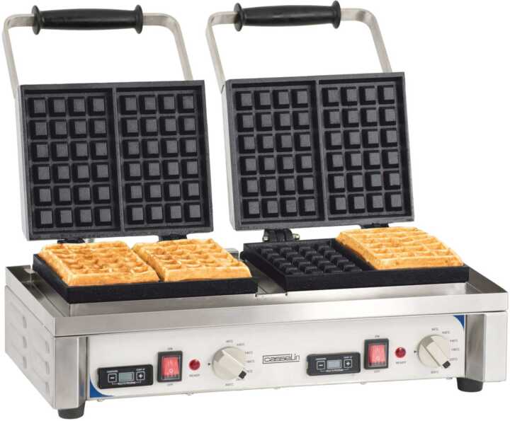 Máquina de waffles dupla com abertura a 90°