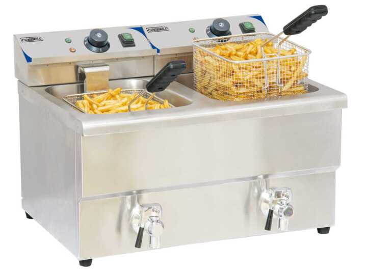 Fritadeira elétrica com válvula de drenagem 2 x 8 litros