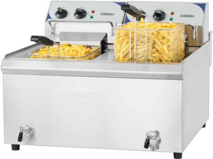 Fritadeira elétrica com válvula de drenagem 2 x 10 litros elevado rendimento