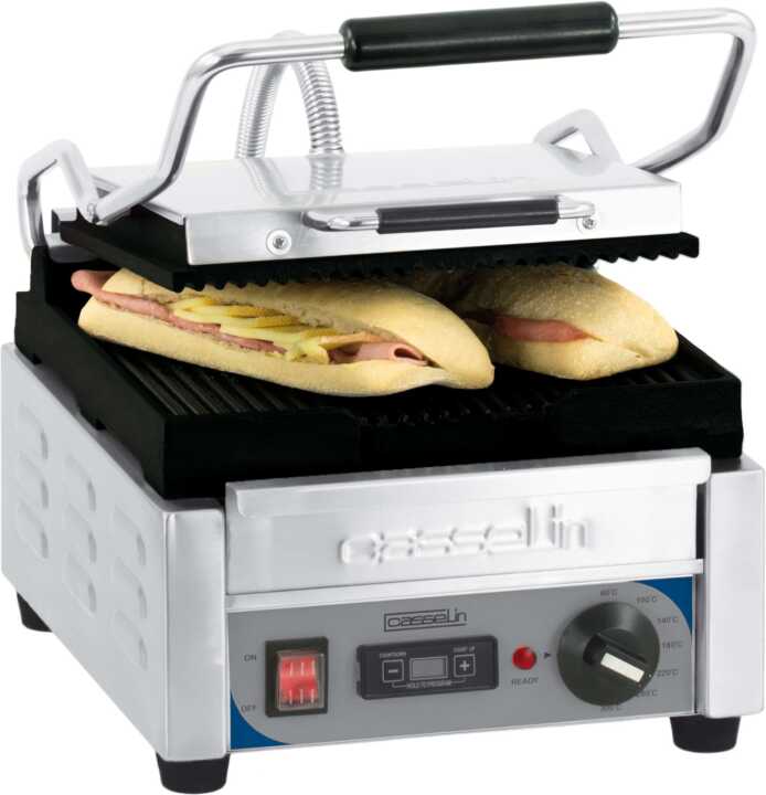 Grelhador Panini Pequeno Premium placas Estriada-Estriada com temporizador