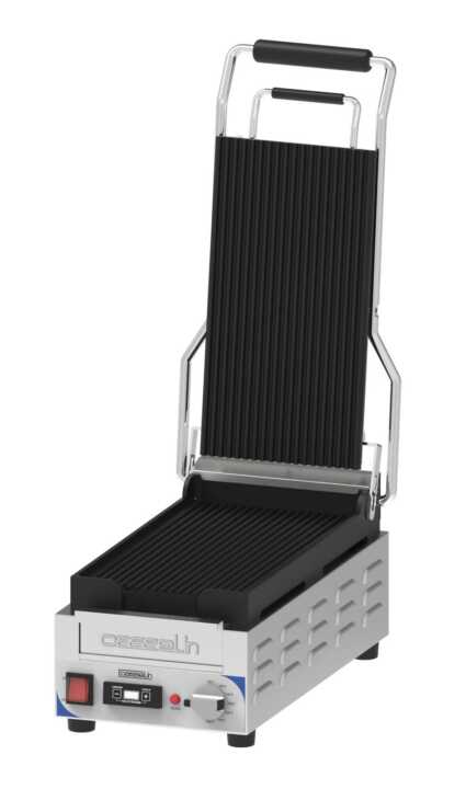 Grelhador Panini compacto Premium placas Estriada-Estriada com temporizador