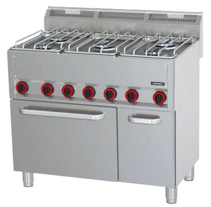 Fogão a gás 5 bicos com forno elétrico ventilado GN 1/1 P 99