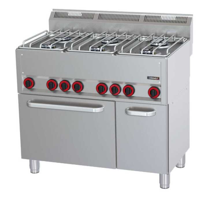 Fogão a gás 6 bicos com forno elétrico ventilado GN 1/1 P 99