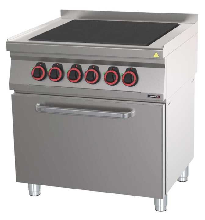 Fogão elétrico 4 placas com forno elétrico estático GN 2/1 80