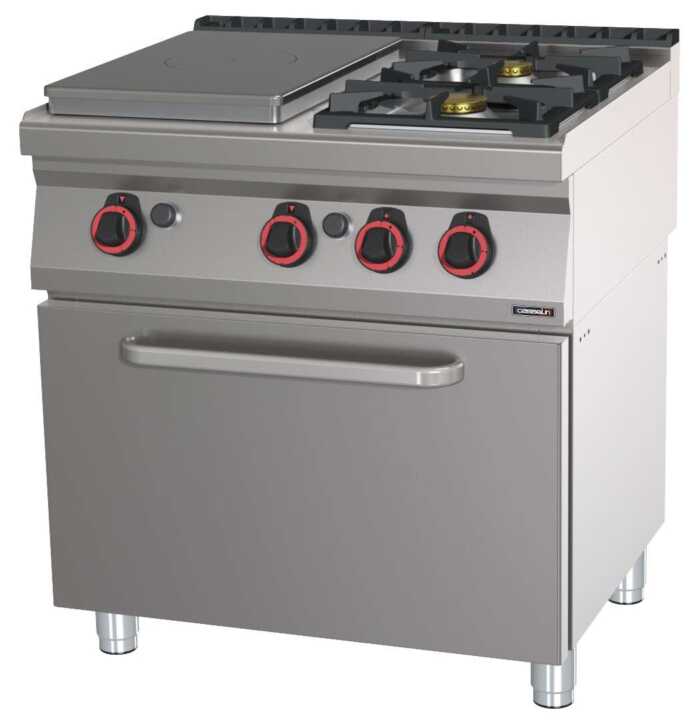 Fogão a gás 2 bocas + 1 placa com forno a gás GN 1/1 80