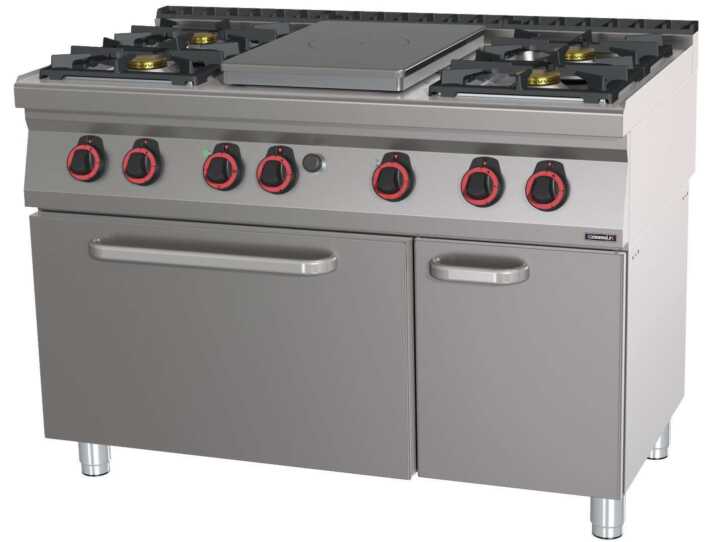 Fogão a gás 4 bocas + 1 placa com forno elétrico estático GN 2/1 HP 120