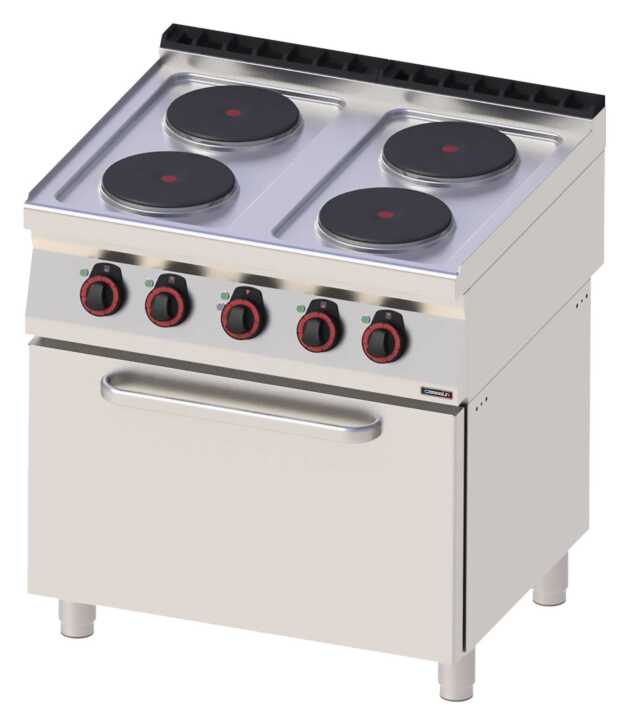 Fogão elétrico 4 bocas com forno elétrico ventilado GN 1/1 80