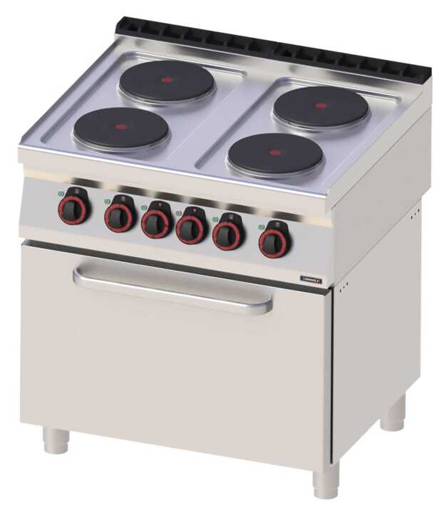 Fogão elétrico 4 bocas com forno elétrico estático GN 2/1 80