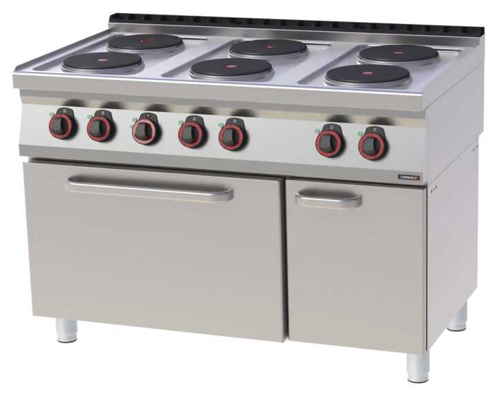Fogão elétrico 6 bocas com forno elétrico ventilado GN 1/1 120