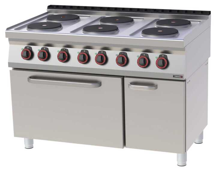 Fogão elétrico 6 bocas com forno elétrico estático GN 2/1 120