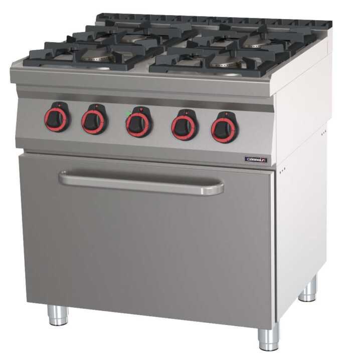 Fogão a gás 4 bocas com forno elétrico ventilado GN 1/1 80