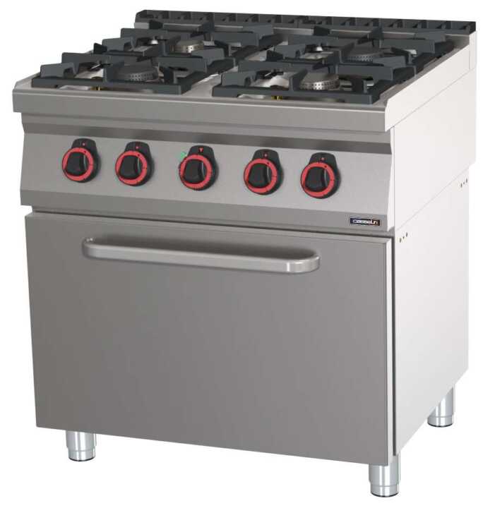 Fogão a gás 4 bocas com forno elétrico ventilado GN 1/1 HP 80