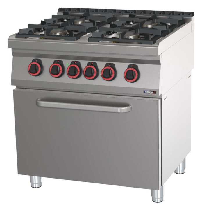 Fogão a gás 4 bocas com forno elétrico estático GN 2/1 HP 80
