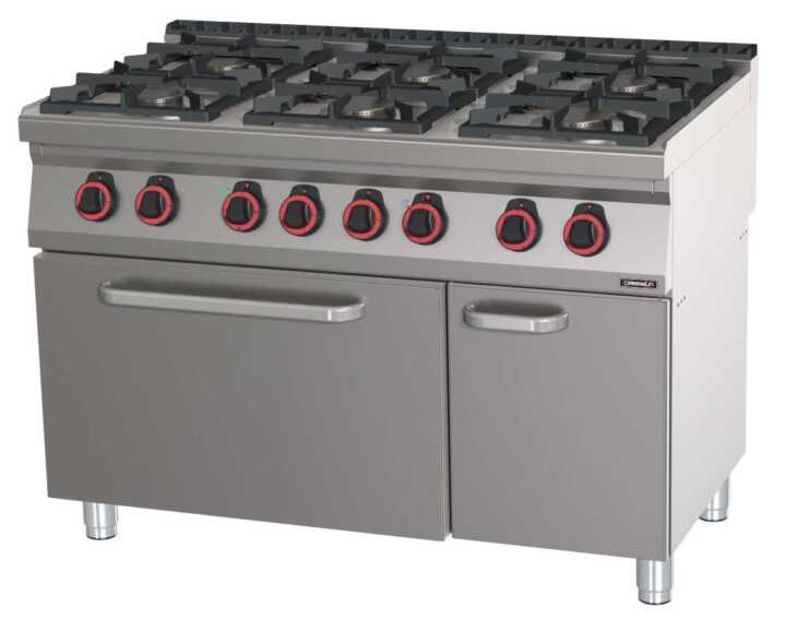 Fogão a gás 6 bocas com forno elétrico estático GN 2/1 120